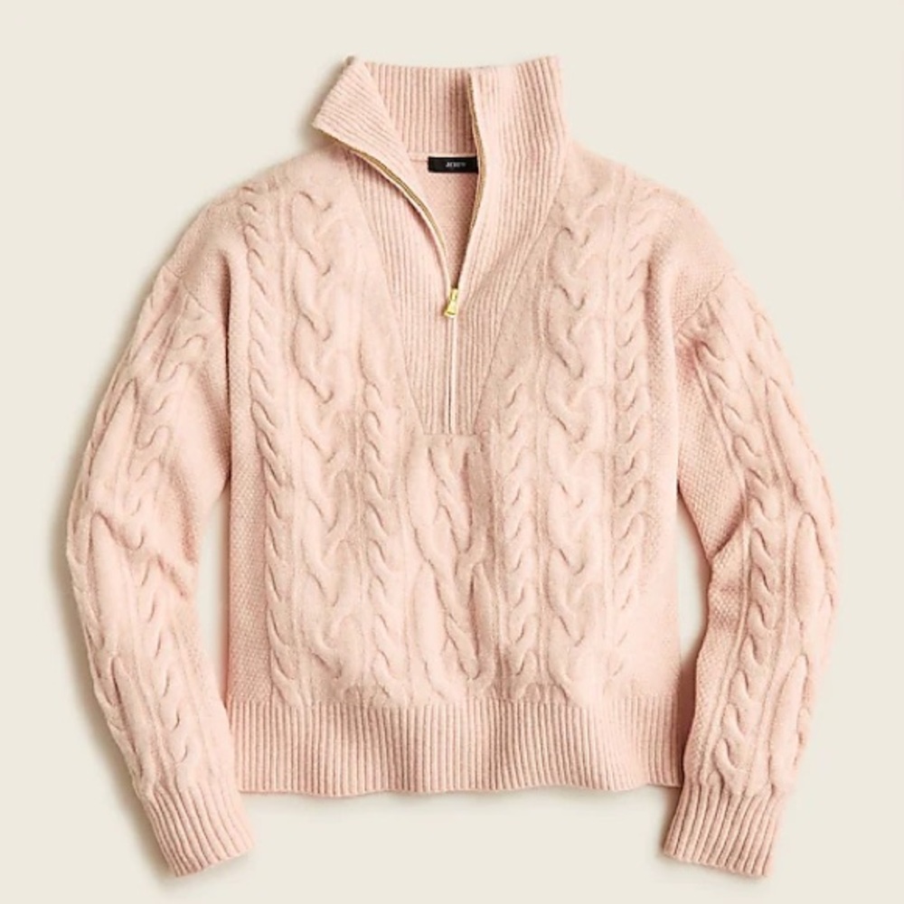 J.Crew Cable-knit half-zip sweater in Supersoft yarn